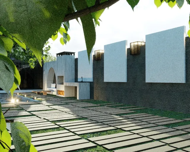 نمونه اجرای دیوارپوش بازالت ۱۰۰×۴۰ (E13)